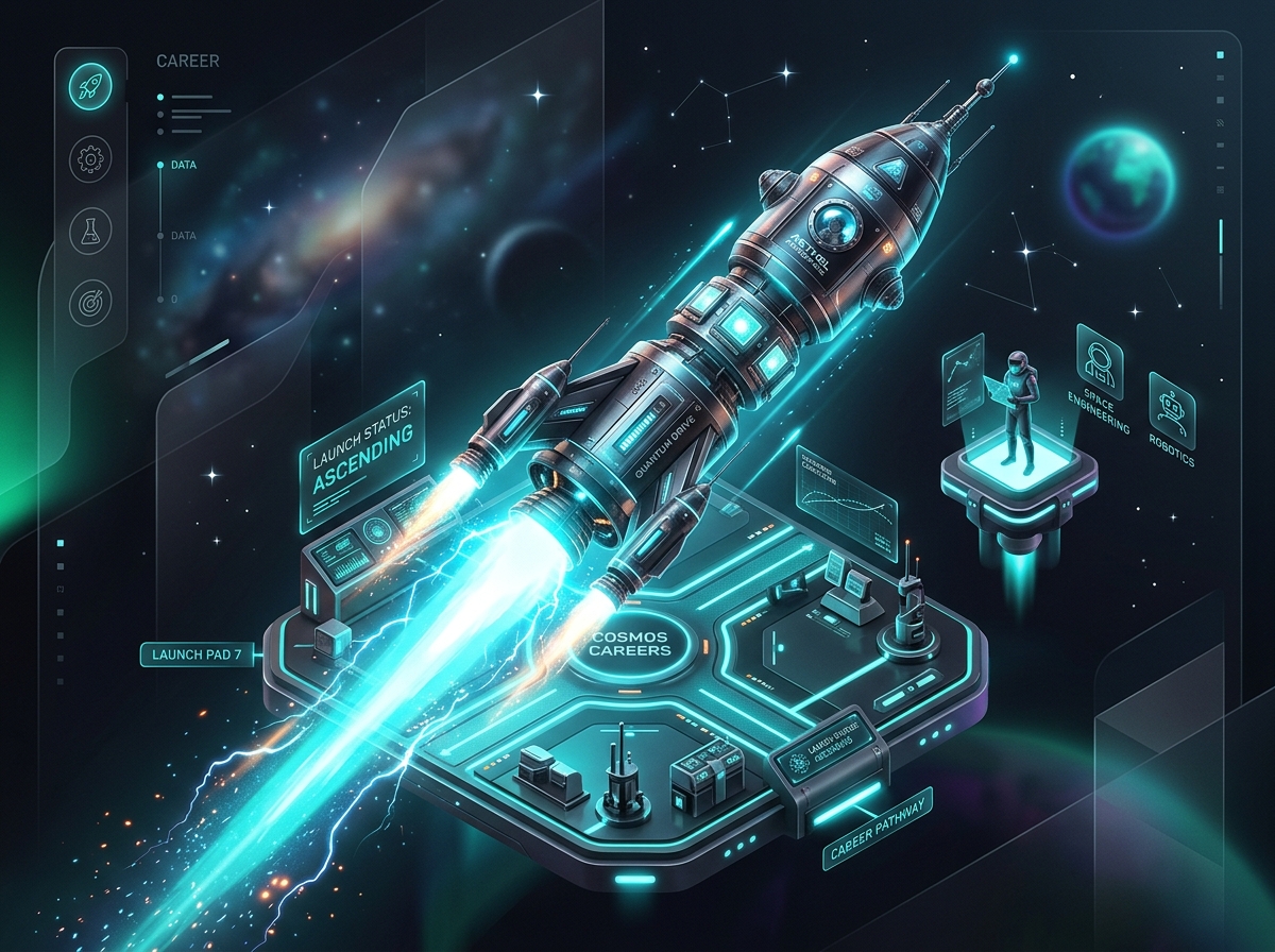 3D Career Rocket Launch Render